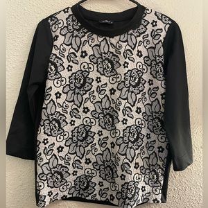 White and black pattern top